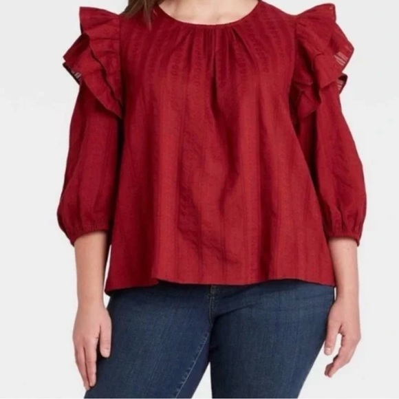 Universal Thread | Tops | Universal Thread Burgundy Red Tones Ruffled ...